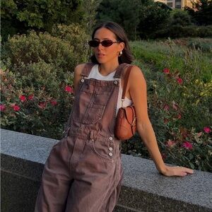 We The Free Good Luck Barrel Overalls Chocolate Mousse Size Large